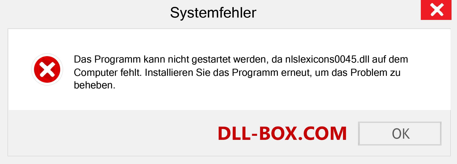 nlslexicons0045.dll-Datei fehlt?. Download für Windows 7, 8, 10 - Fix nlslexicons0045 dll Missing Error unter Windows, Fotos, Bildern