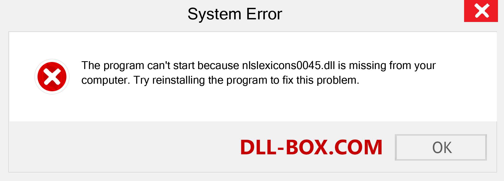  nlslexicons0045.dll file is missing?. Download for Windows 7, 8, 10 - Fix  nlslexicons0045 dll Missing Error on Windows, photos, images